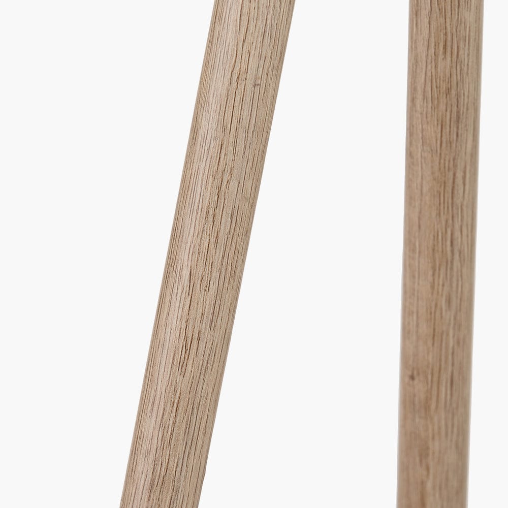 Vali Silver Metal and Grey Wood Grain Tripod Floor Lamp.