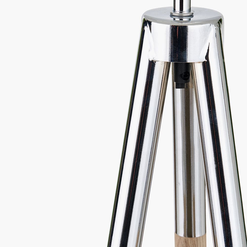 Pacific Lifestyle Lighting Vali Silver Metal and Grey Wood Grain Tripod Floor Lamp House of Isabella UK