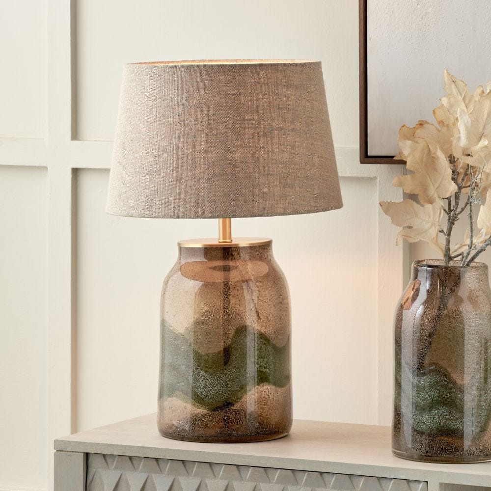 Pacific Lifestyle Lighting Valtellina Brown and Green Glass Table Lamp Base House of Isabella UK