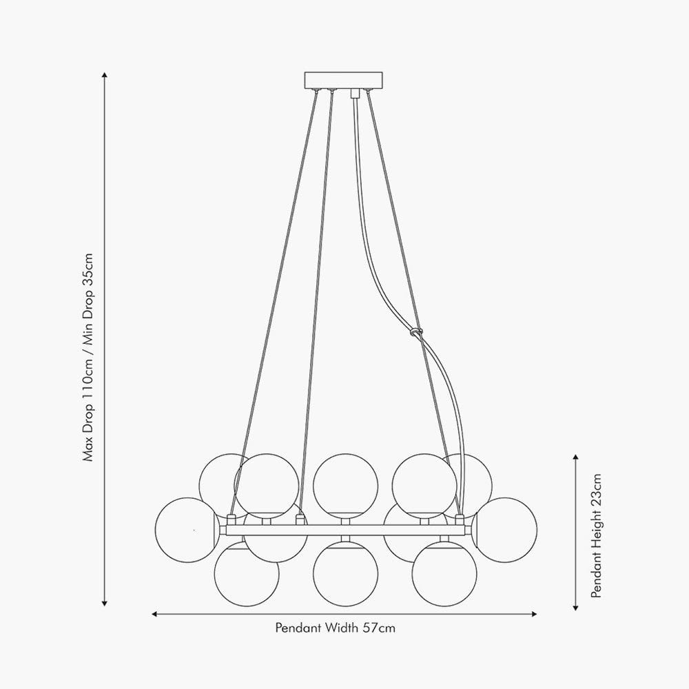 Vecchio Lustre Glass Ball and Gold Metal Pendant.