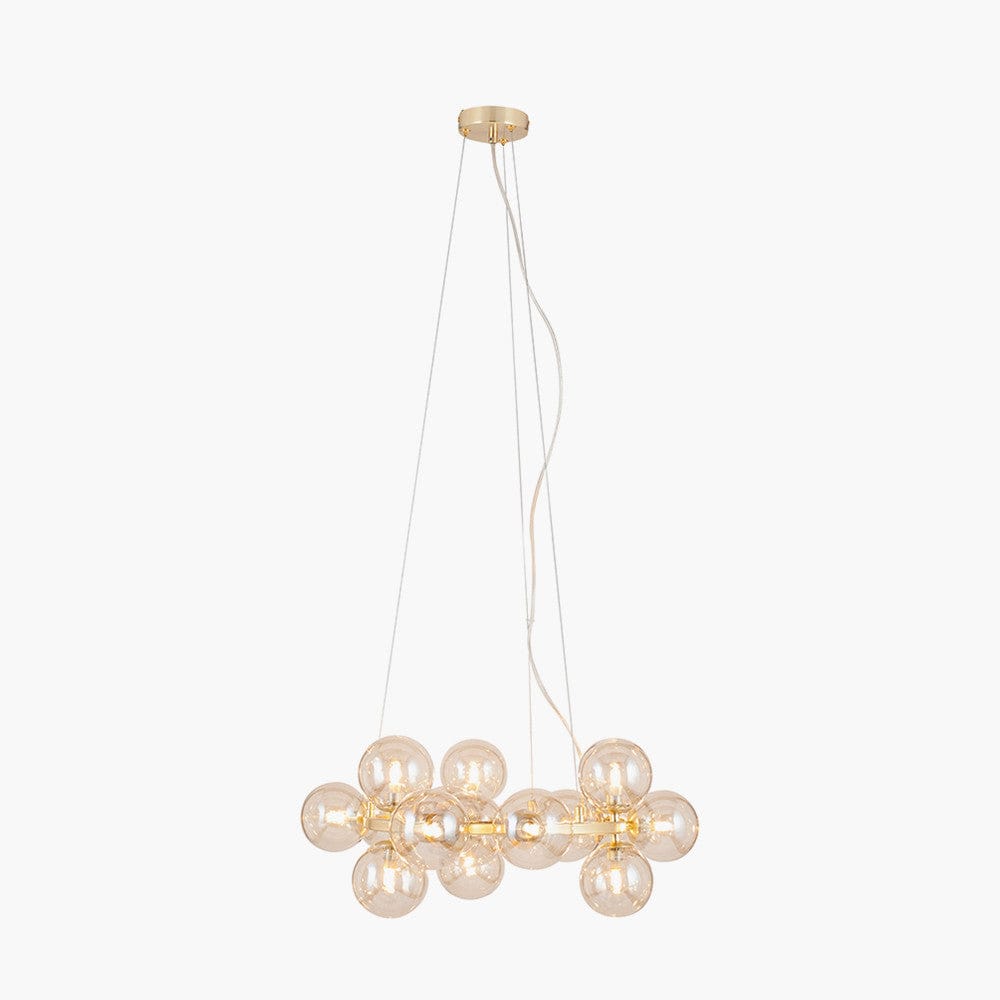 Vecchio Lustre Glass Ball and Gold Metal Pendant.