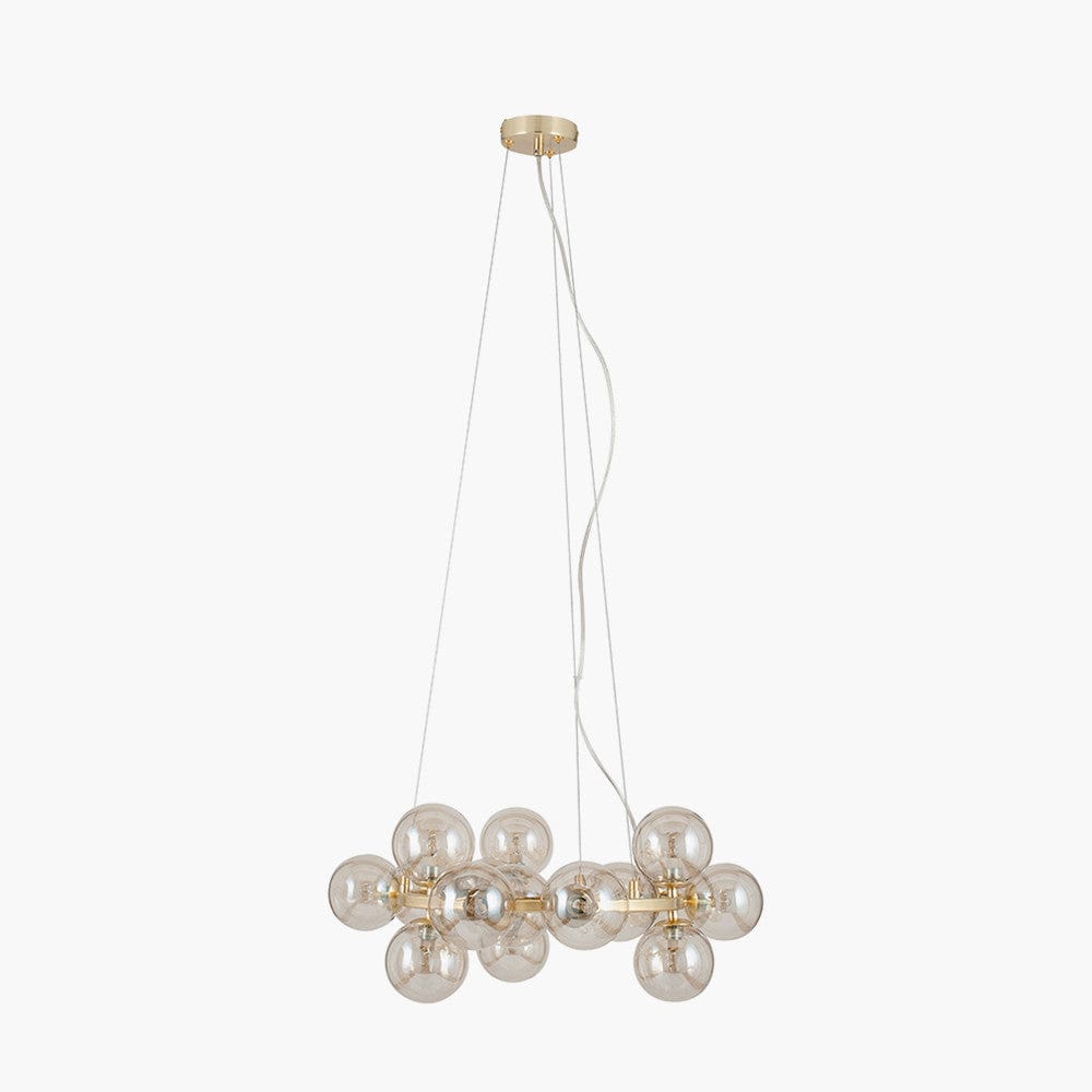 Vecchio Lustre Glass Ball and Gold Metal Pendant.