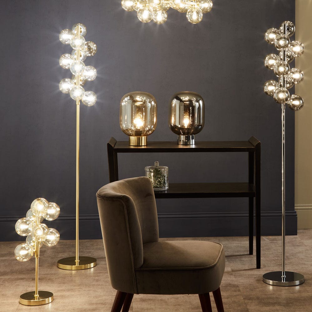 Vecchio Lustre Glass Orb and Gold Floor Lamp.