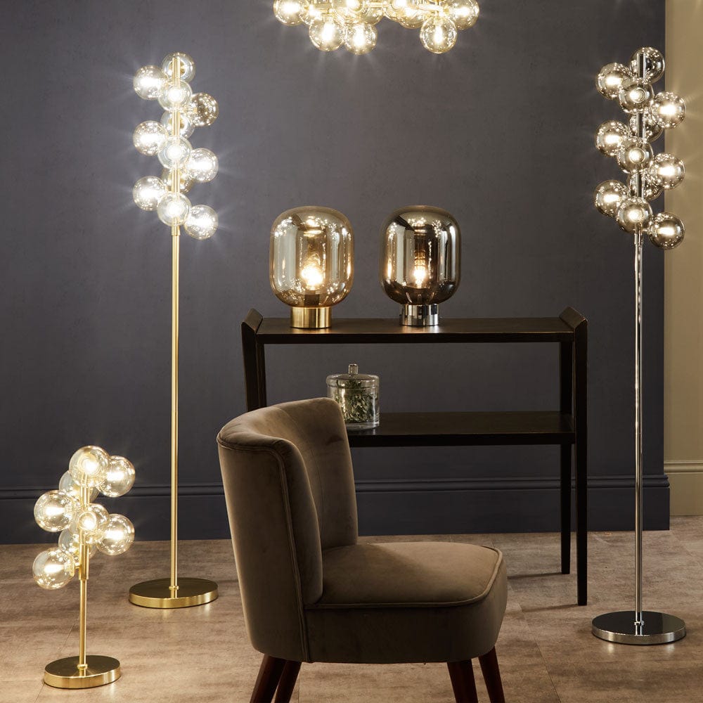 Pacific Lifestyle Lighting Vecchio Lustre Glass Orb and Gold Floor Lamp House of Isabella UK