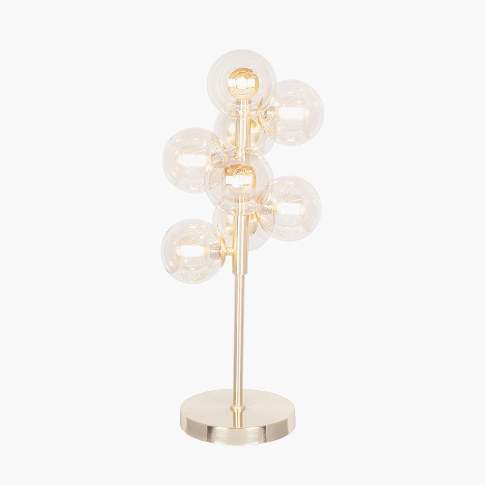 Vecchio Lustre Glass Orb and Gold Metal Table Lamp.