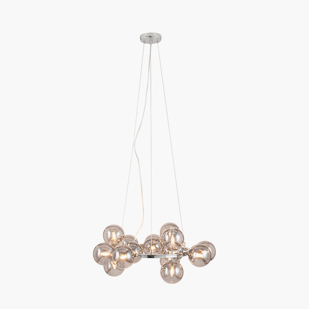 Pacific Lifestyle Lighting Vecchio Smoke Glass Ball and Chrome Metal Pendant House of Isabella UK