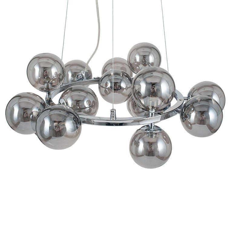Vecchio Smoke Glass Ball and Chrome Metal Pendant.