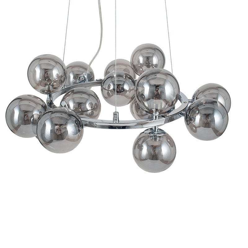 Pacific Lifestyle Lighting Vecchio Smoke Glass Ball and Chrome Metal Pendant House of Isabella UK