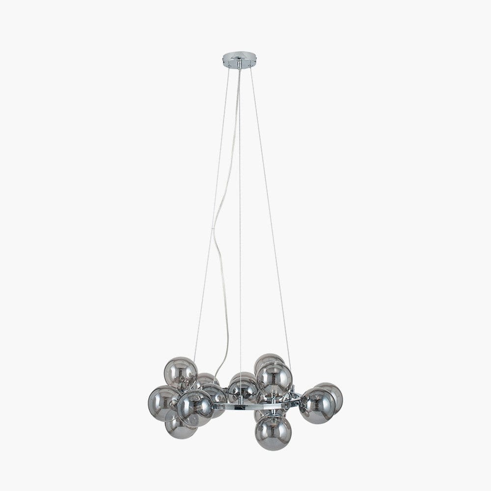 Pacific Lifestyle Lighting Vecchio Smoke Glass Ball and Chrome Metal Pendant House of Isabella UK