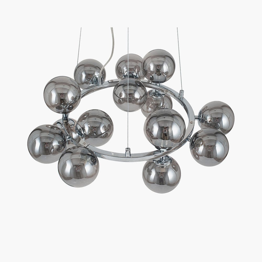Vecchio Smoke Glass Ball and Chrome Metal Pendant.