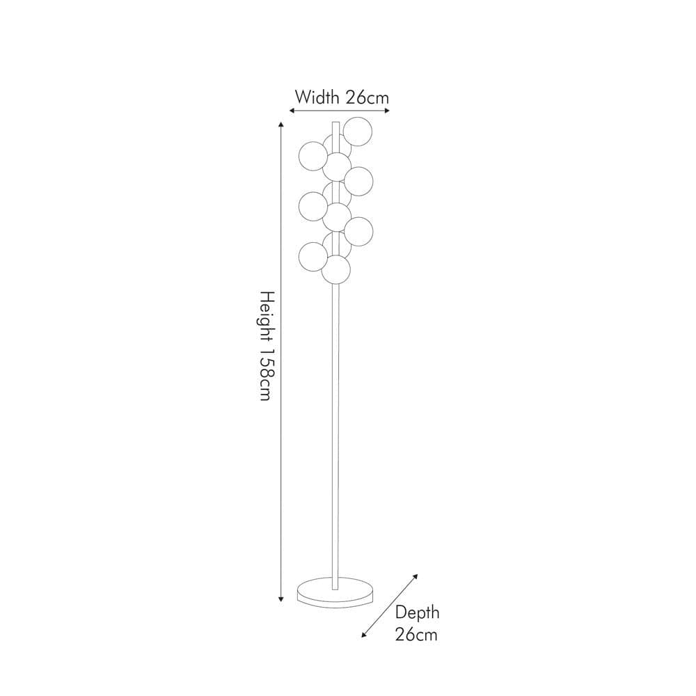 Vecchio Smoke Glass Orb and Chrome Floor Lamp.