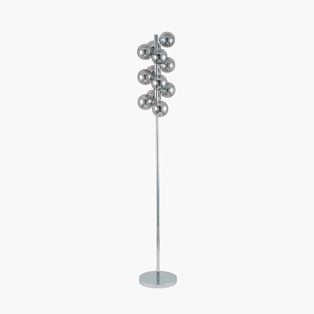 Vecchio Smoke Glass Orb and Chrome Floor Lamp.