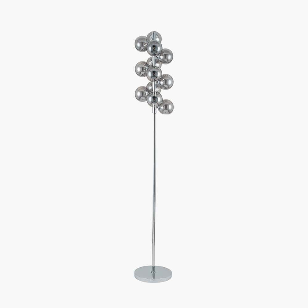 Vecchio Smoke Glass Orb and Chrome Floor Lamp.