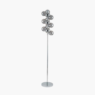 Pacific Lifestyle Lighting Vecchio Smoke Glass Orb and Chrome Floor Lamp House of Isabella UK