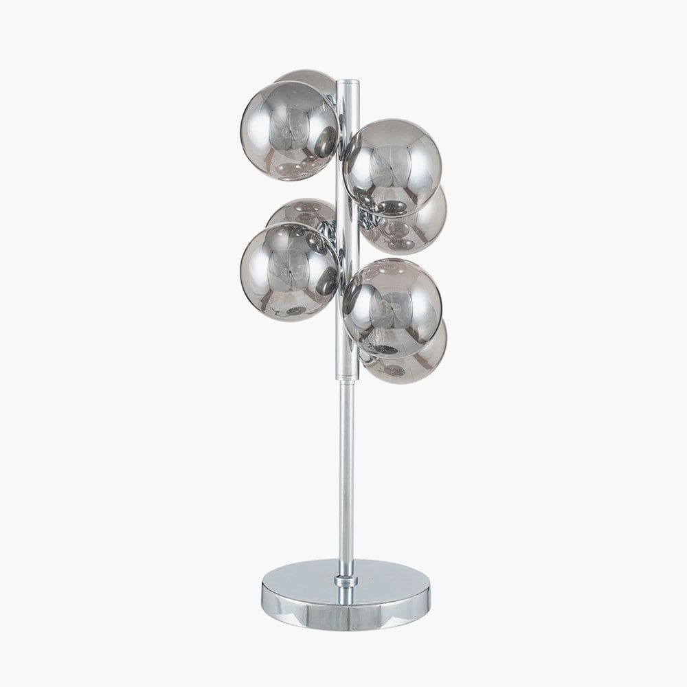 Vecchio Smoke Glass Orb and Chrome Table Lamp.