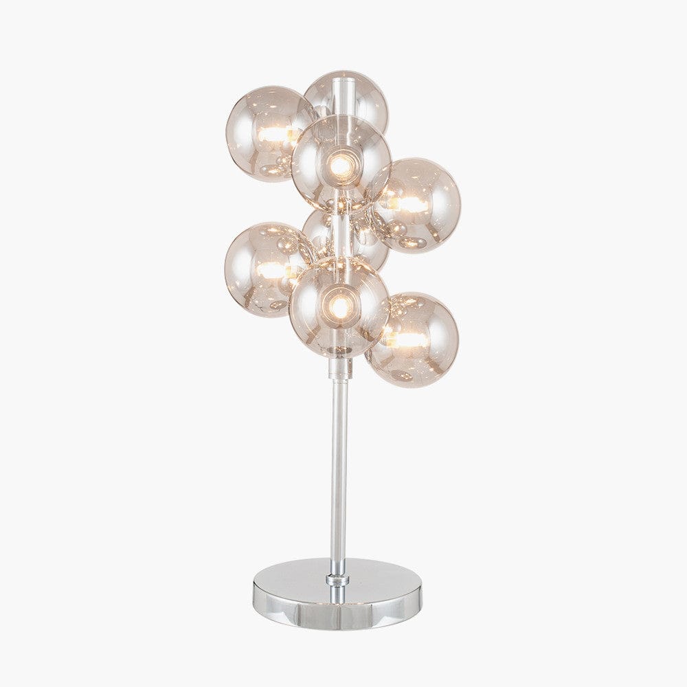 Vecchio Smoke Glass Orb and Chrome Table Lamp.