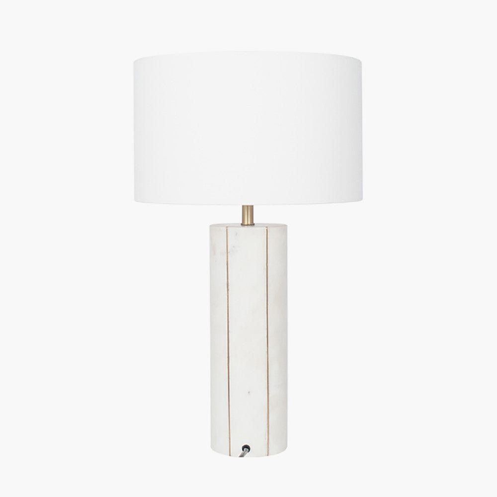 Venetia White Marble and Gold Metal Tall Table Lamp.