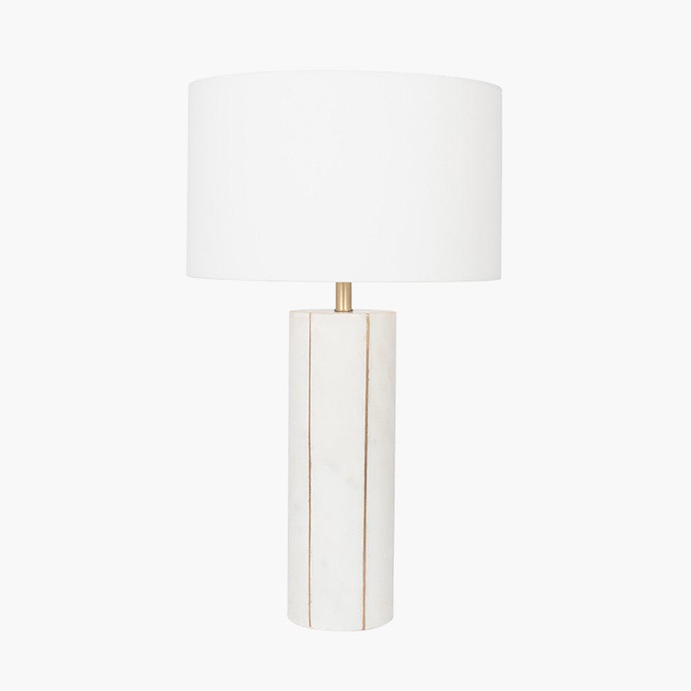 Venetia White Marble and Gold Metal Tall Table Lamp.