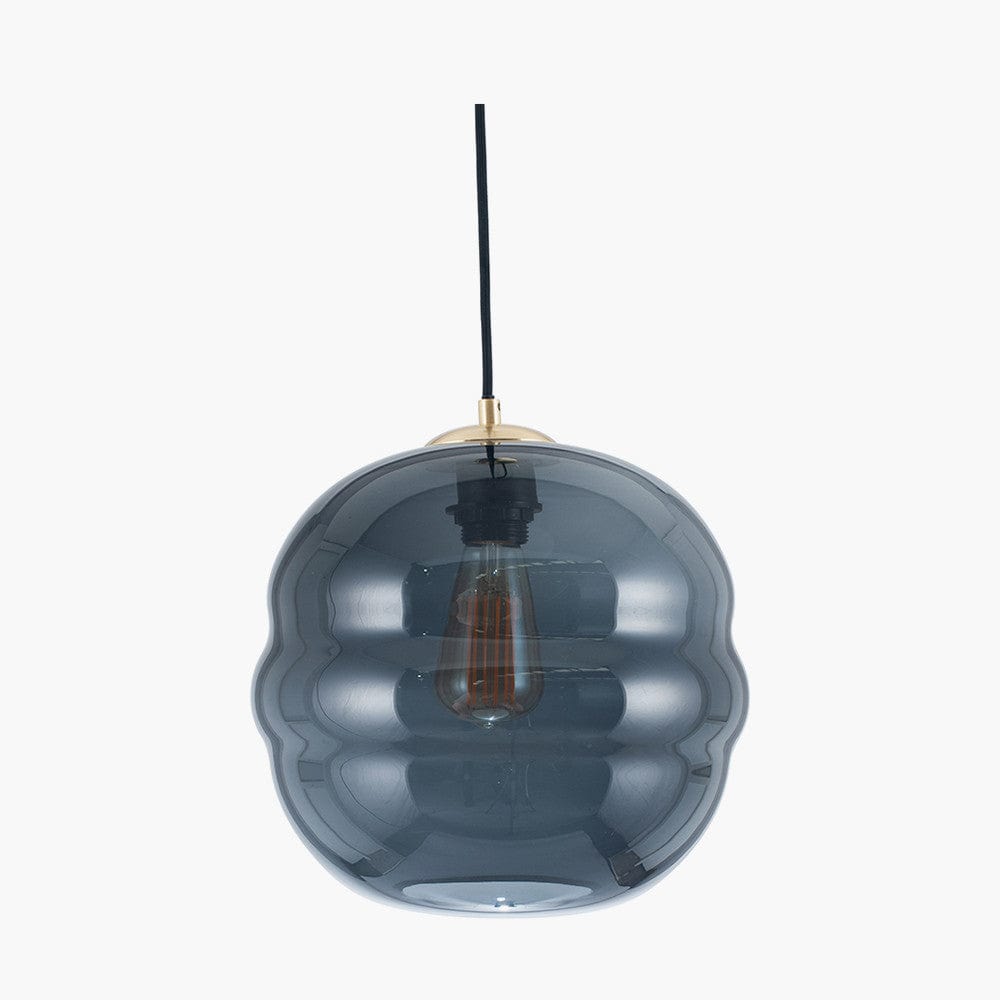 Vicenza Navy Ripple Glass Pendant.