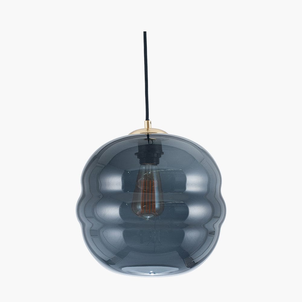 Pacific Lifestyle Lighting Vicenza Navy Ripple Glass Pendant House of Isabella UK