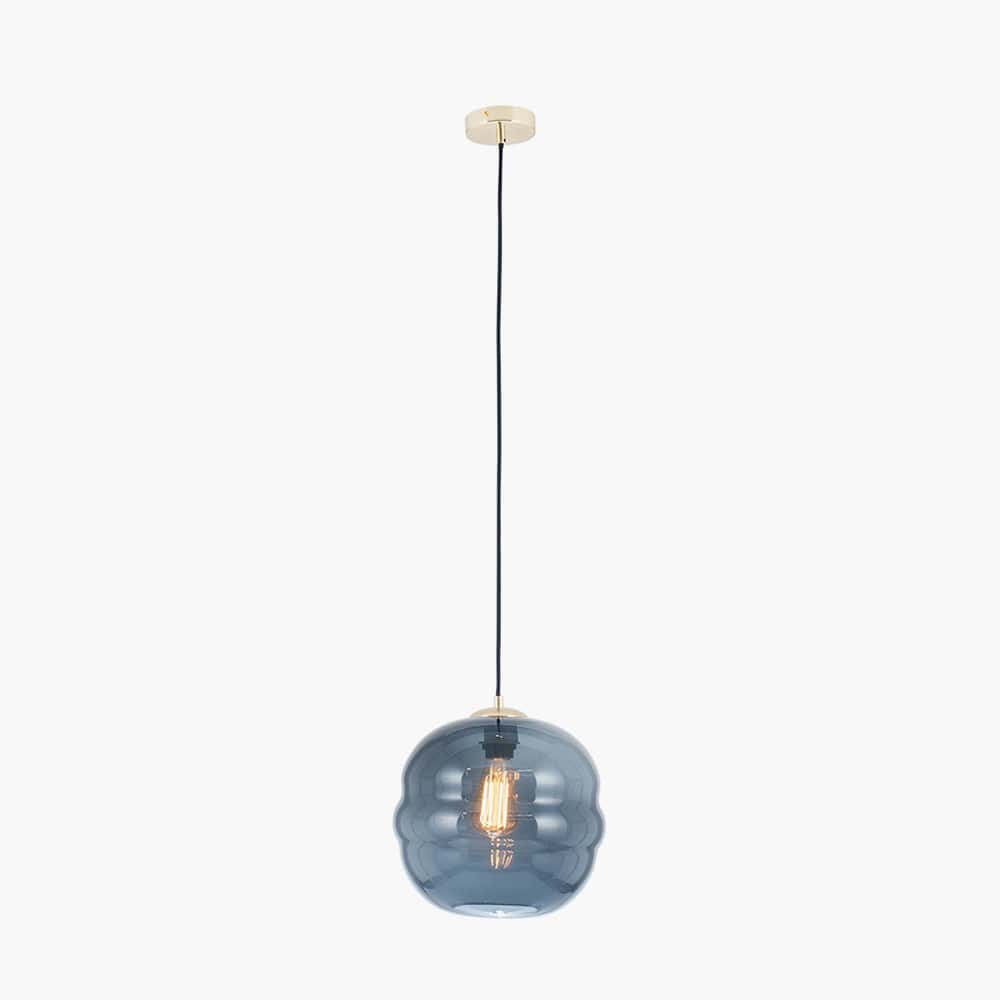 Pacific Lifestyle Lighting Vicenza Navy Ripple Glass Pendant House of Isabella UK