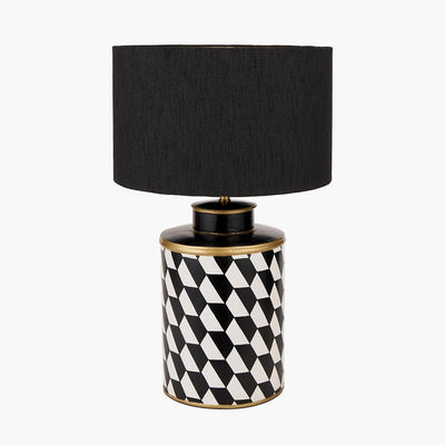 Pacific Lifestyle Lighting Victor Black and White Geometric Hand Painted Metal Table Lamp House of Isabella UK