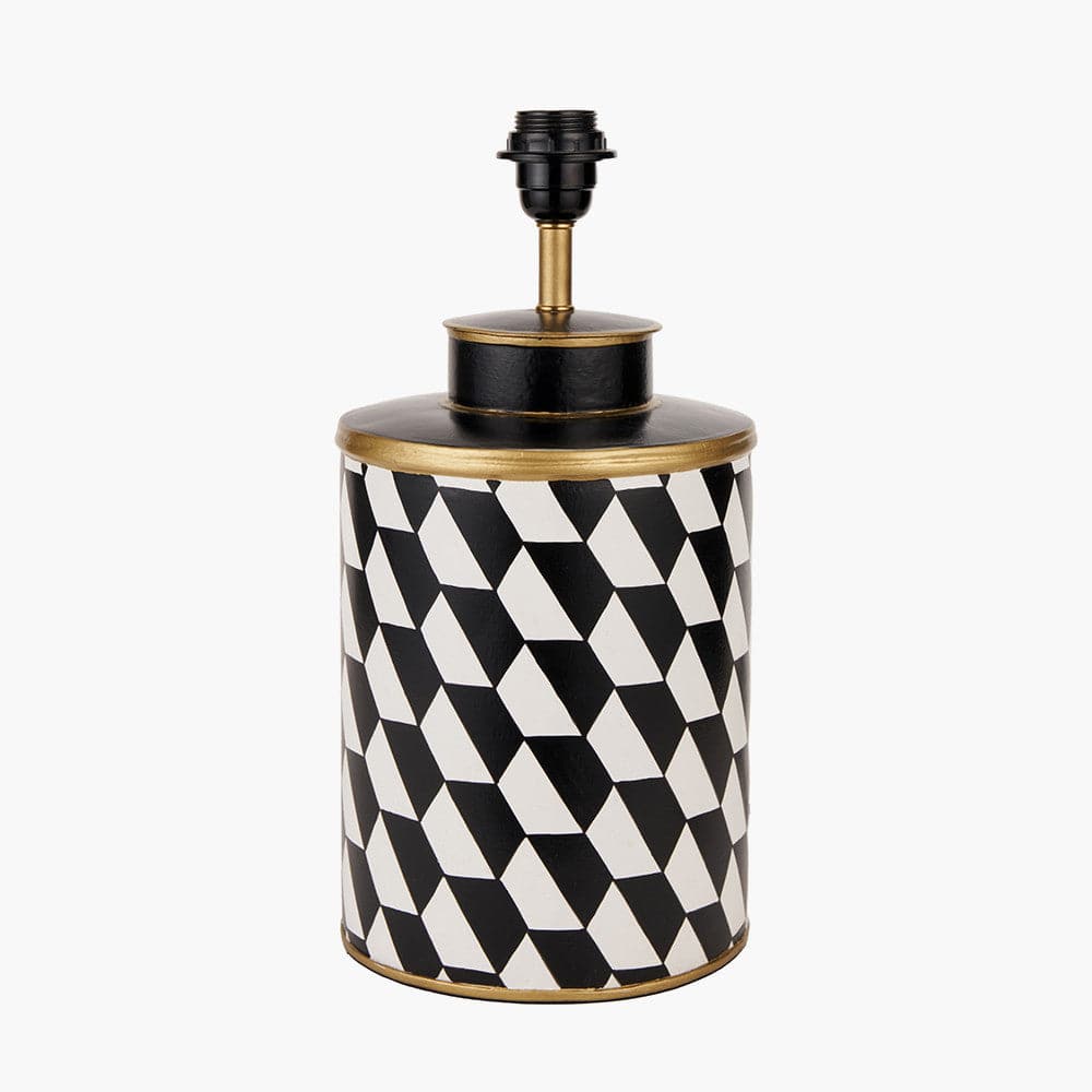 Pacific Lifestyle Lighting Victor Black and White Geometric Hand Painted Metal Table Lamp House of Isabella UK