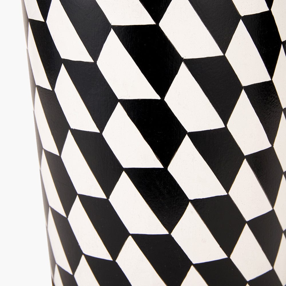 Pacific Lifestyle Lighting Victor Black and White Geometric Hand Painted Metal Table Lamp House of Isabella UK