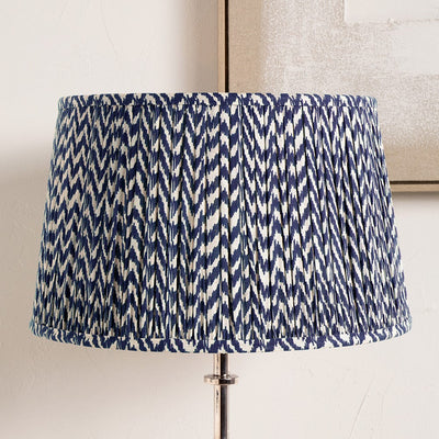 Pacific Lifestyle Lighting Vienna 30cm Chevron Mushroom Pleated Blue Tapered Shade House of Isabella UK