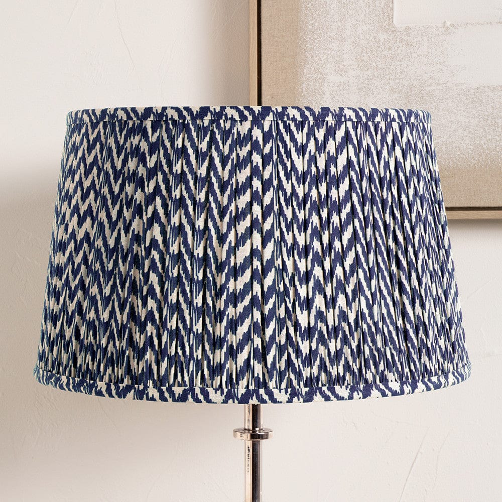 Vienna 40cm Chevron Mushroom Pleated Blue Tapered Shade.