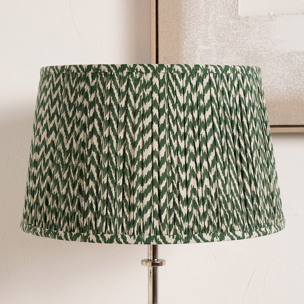 Pacific Lifestyle Lighting Vienna 50cm Forest Green Chevron Mushroom Pleat Lampshade House of Isabella UK