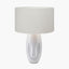 Visage White Face Design Small Stoneware Table Lamp Base with Henry 35cm White Handloom Cylinder Lampshade.