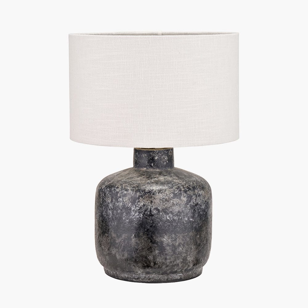 Pacific Lifestyle Lighting Vulcan Textured Volcanic Effect Grey Small Stoneware Table Lamp Base House of Isabella UK