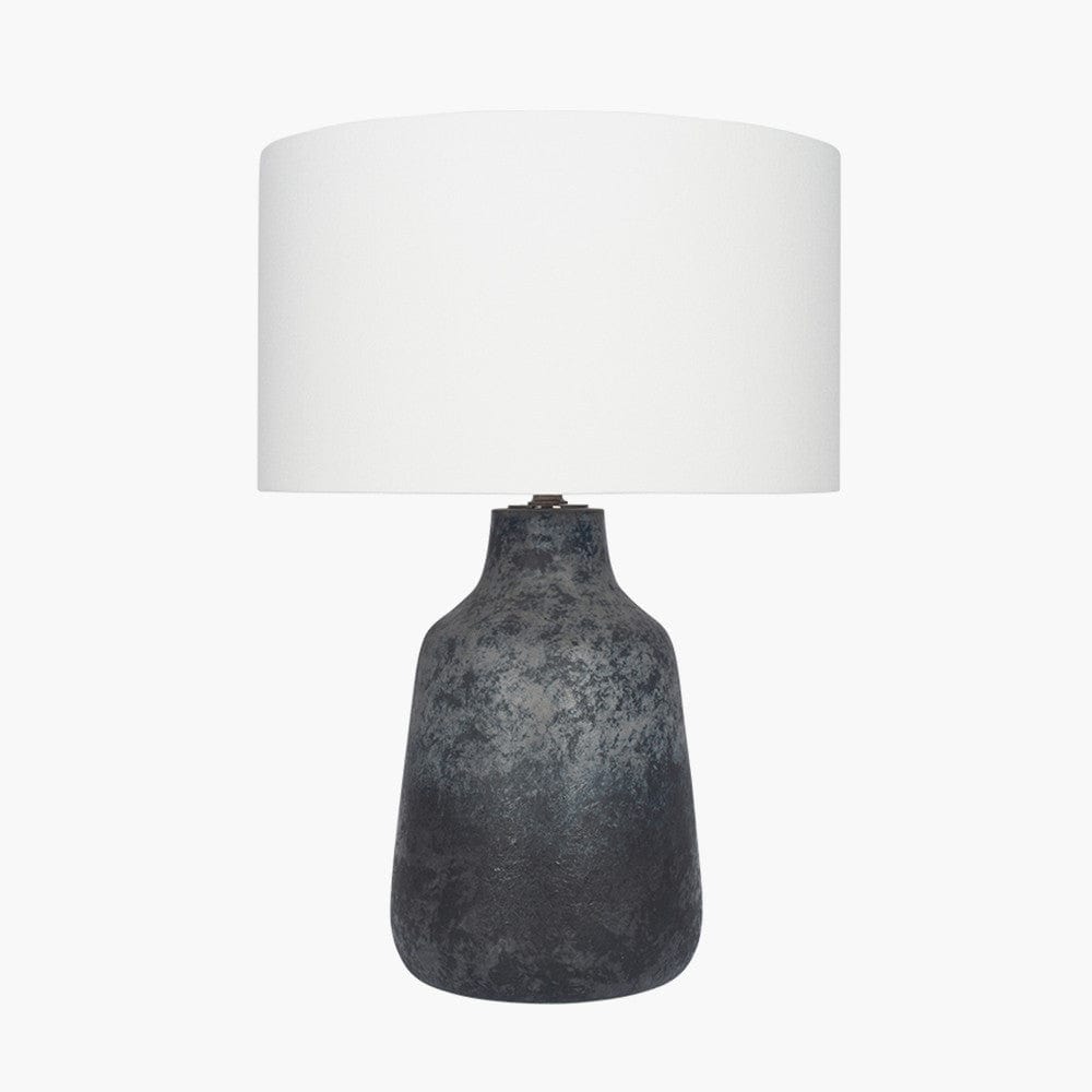 Vulcan Textured Volcanic Effect Grey Stoneware Table Lamp - Base Only.