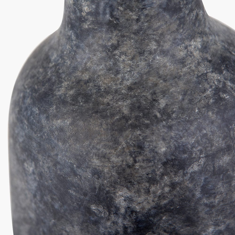 Vulcan Textured Volcanic Effect Grey Stoneware Table Lamp Base with Henry 35cm White Handloom Cylinder Lampshade.