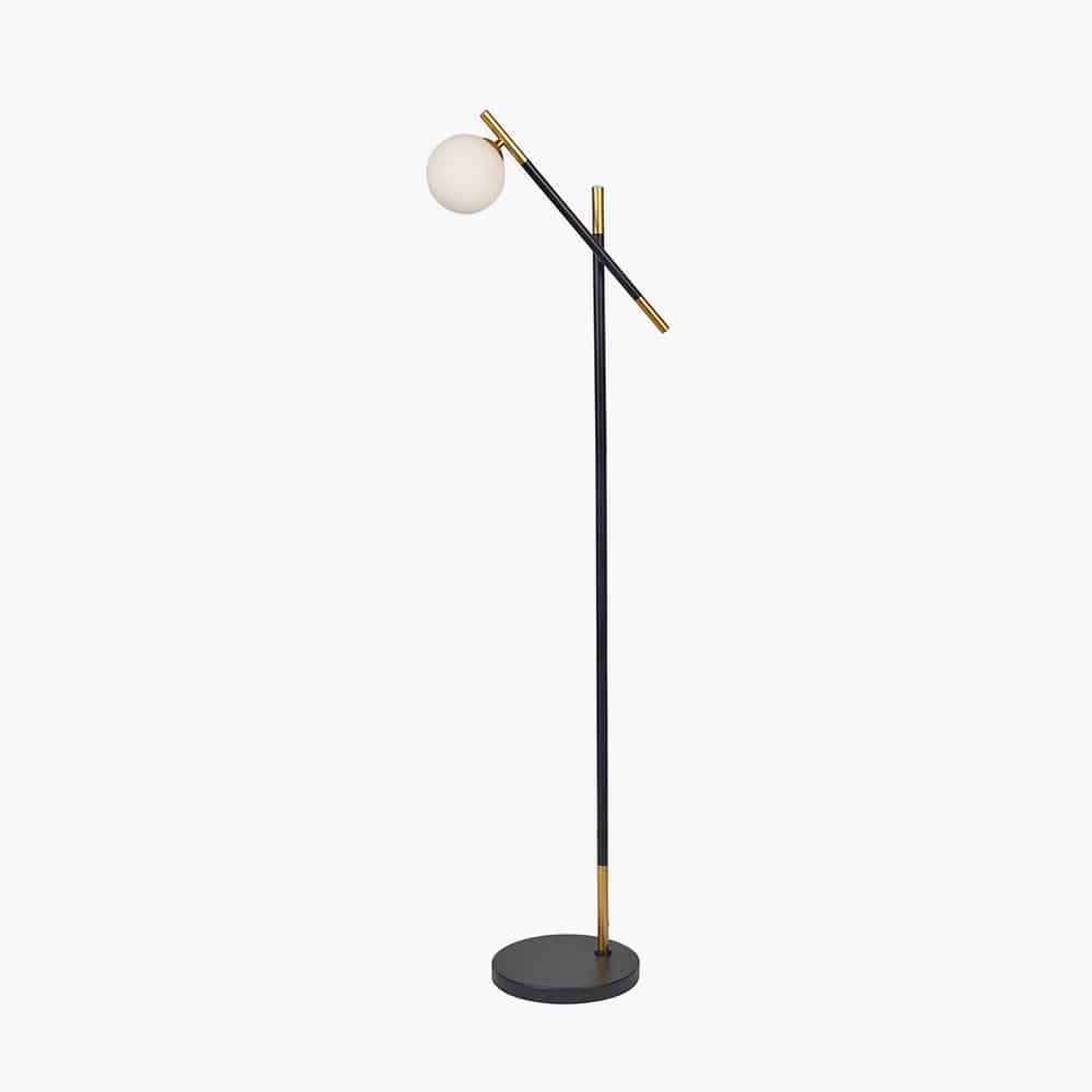Wanda White Orb and Black Metal Floor Lamp.