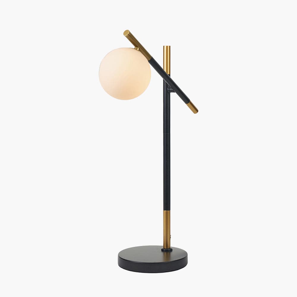 Wanda White Orb and Black Metal Table Lamp.