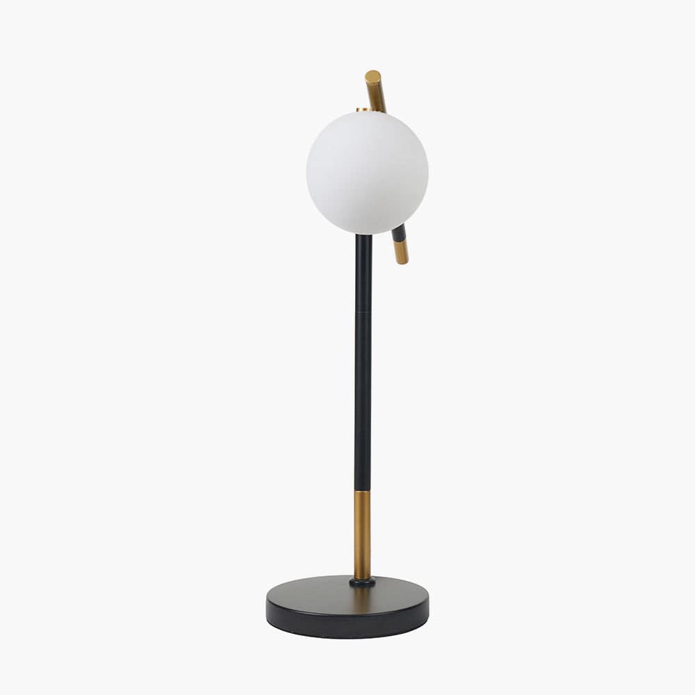 Wanda White Orb and Black Metal Table Lamp.