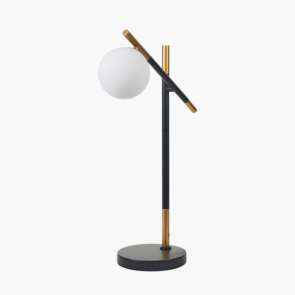Wanda White Orb and Black Metal Table Lamp.