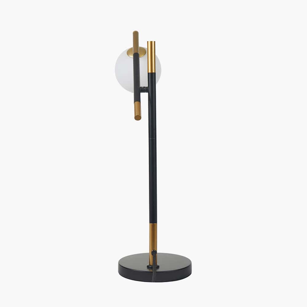 Wanda White Orb and Black Metal Table Lamp.