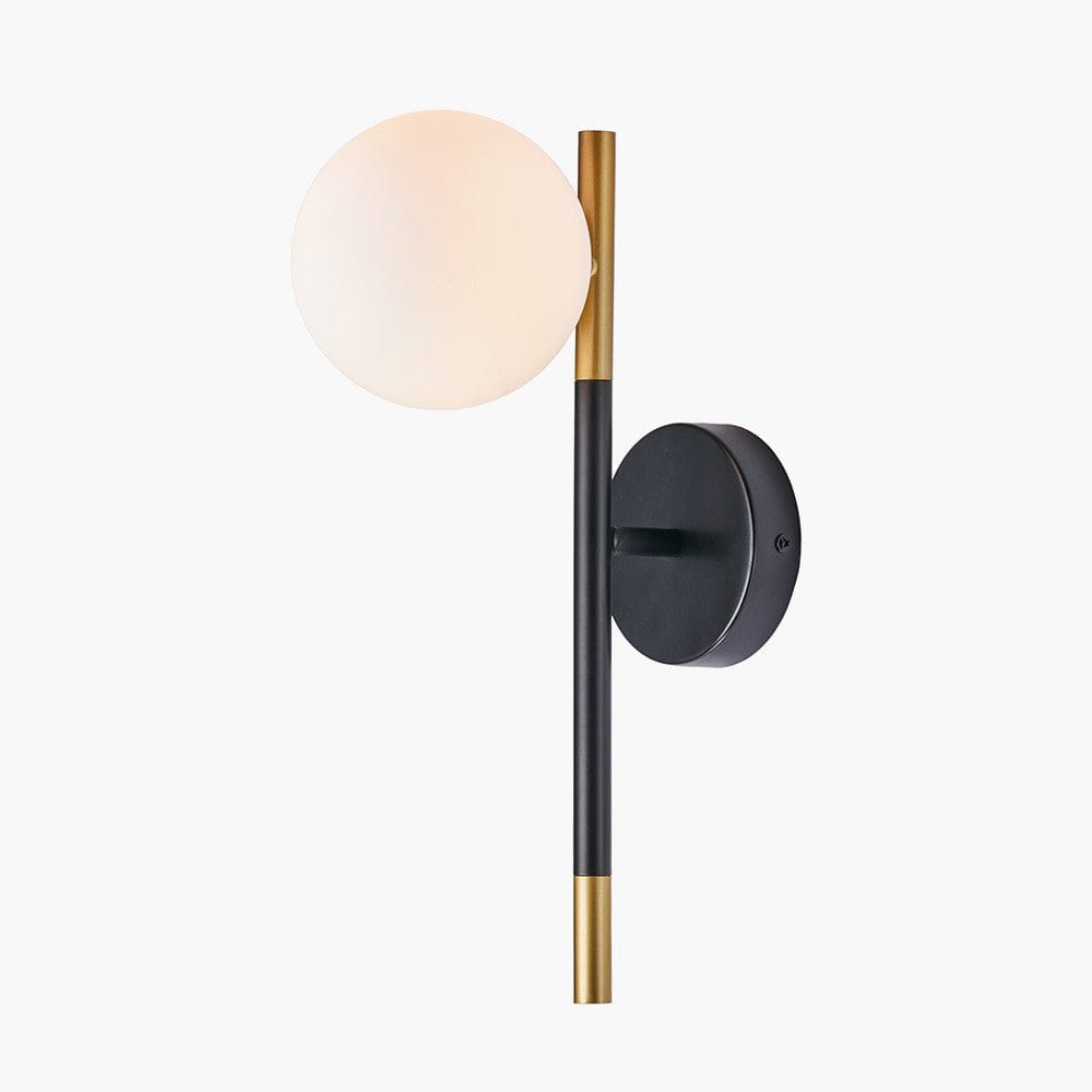 Pacific Lifestyle Lighting Wanda White Orb and Black Metal Wall Light House of Isabella UK