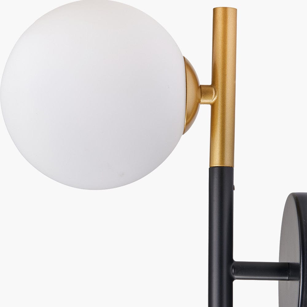 Pacific Lifestyle Lighting Wanda White Orb and Black Metal Wall Light House of Isabella UK