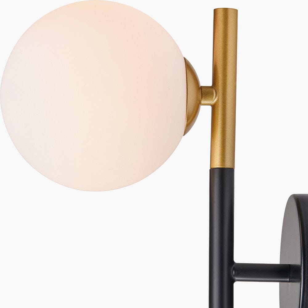 Pacific Lifestyle Lighting Wanda White Orb and Black Metal Wall Light House of Isabella UK