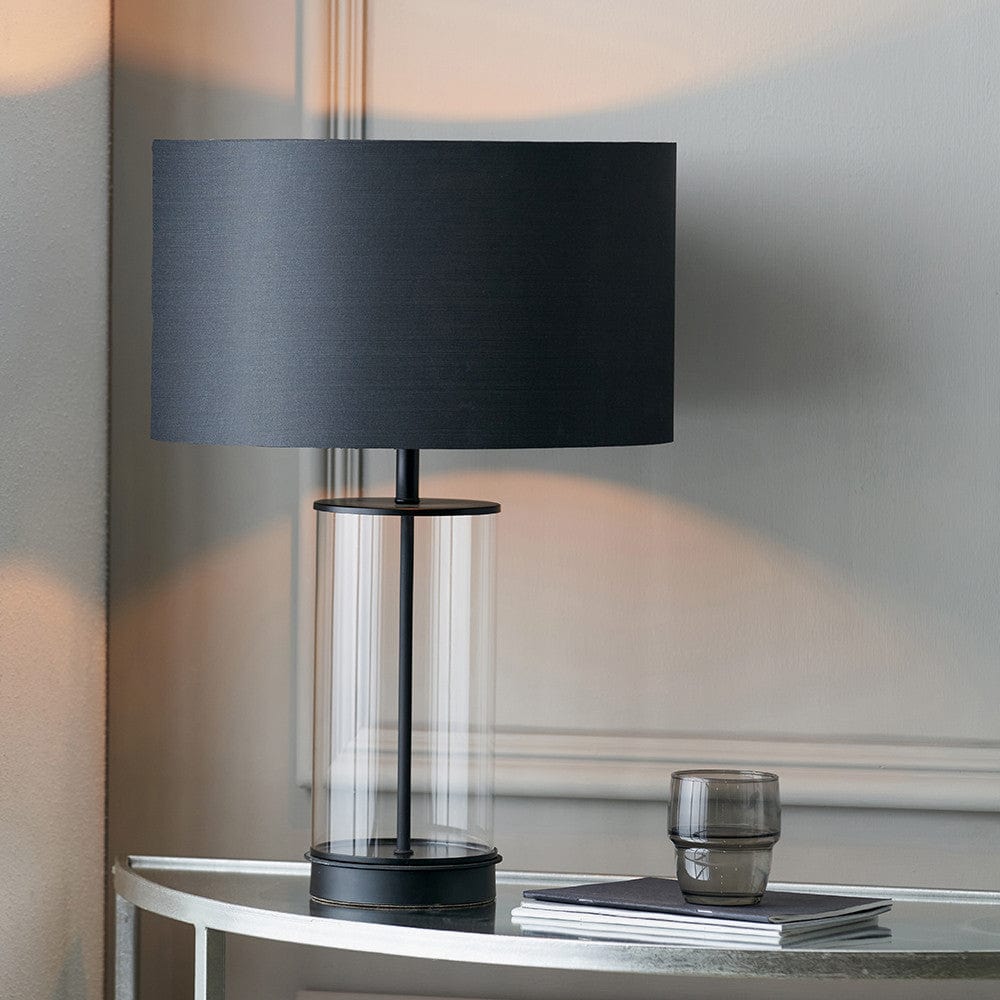 Westwood Clear Glass and Black Metal Table Lamp.