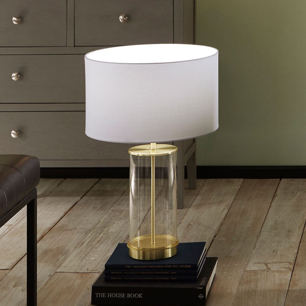Westwood Clear Glass and Champagne Metal Table Lamp - Base Only.