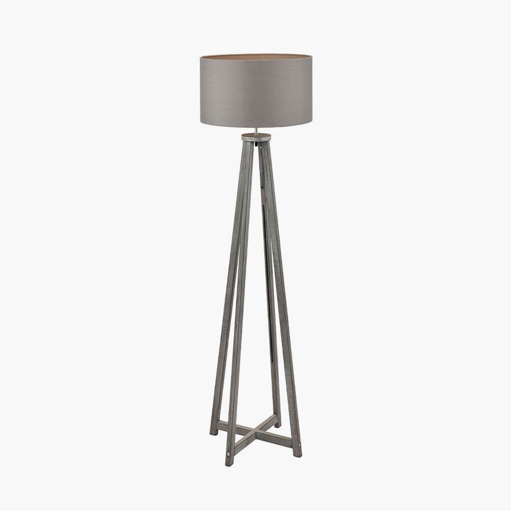 Whitby Grey Wash Wood Tapered 4 Post Floor Lamp - Base Only.