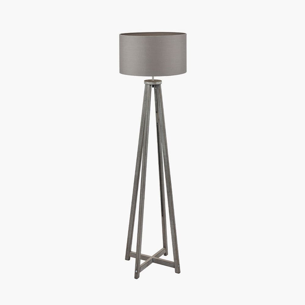 Whitby Grey Wash Wood Tapered 4 Post Floor Lamp - Base Only.