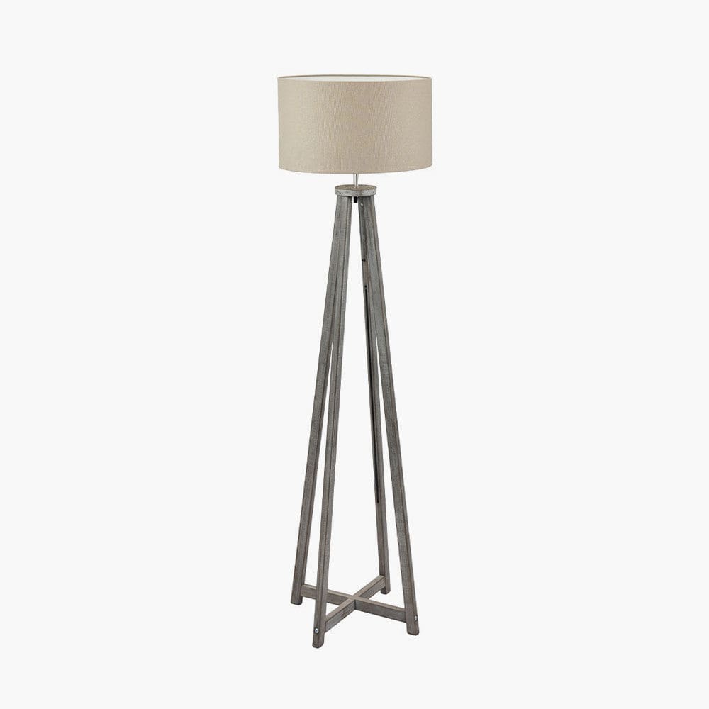 Whitby Grey Wash Wood Tapered 4 Post Floor Lamp - Base Only.