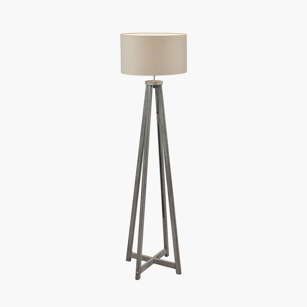 Whitby Grey Wash Wood Tapered 4 Post Floor Lamp - Base Only.