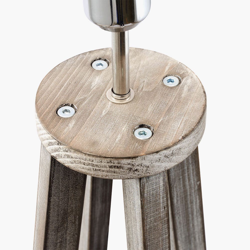 Whitby Grey Wash Wood Tapered 4 Post Floor Lamp - Base Only.